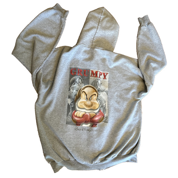 WALT DISNEY WORLD Grumpy 2-sided full zip hoodie sweatshirt XL Hanes - Picture 1 of 7